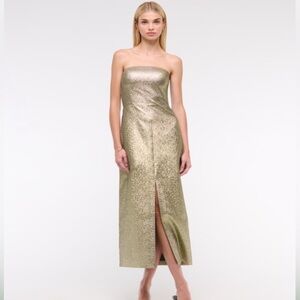 Abercrombie & Fitch Metallic Gold Strapless Dress